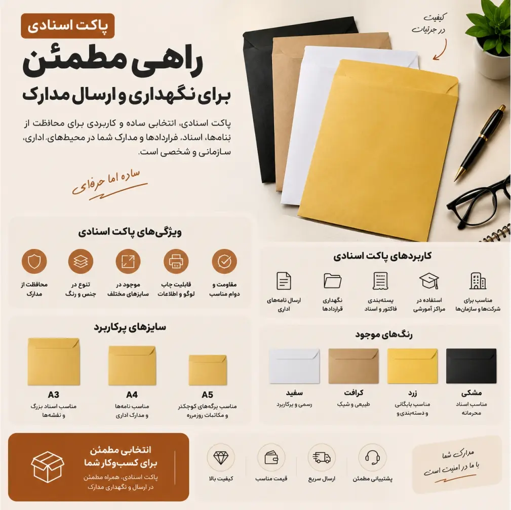 پاکت اسنادی آماده 13 اینفوگرافی پاکت اسنادی Document envelope