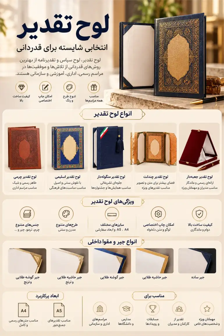 خرید لوح تقدیر 29 مشخصات لوح سپاس
